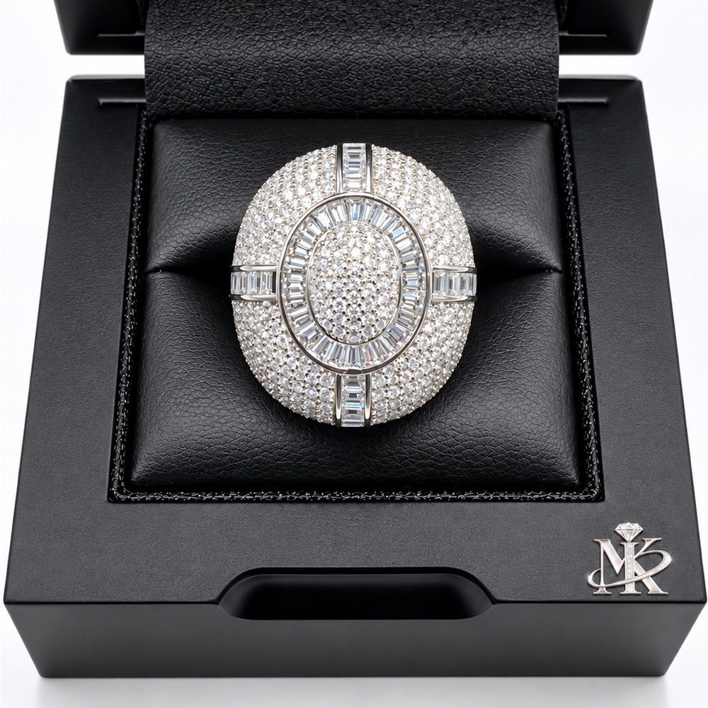 925 Sterling Silver 9.70CTW MOISSANITE Oval Cluster Men’s Ring Size 10 or 12